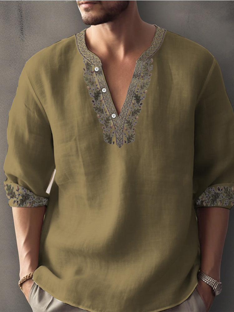 Digital Printing Bamboo Linen Long Sleeve European And American