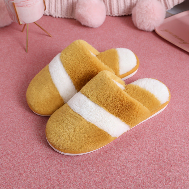 Winter Cotton Slippers Women Thicken Warm Rabbit Fur Indoor