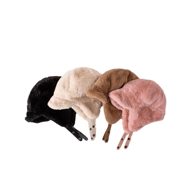 Warm Hat All-match Mink-like Flight Helmet