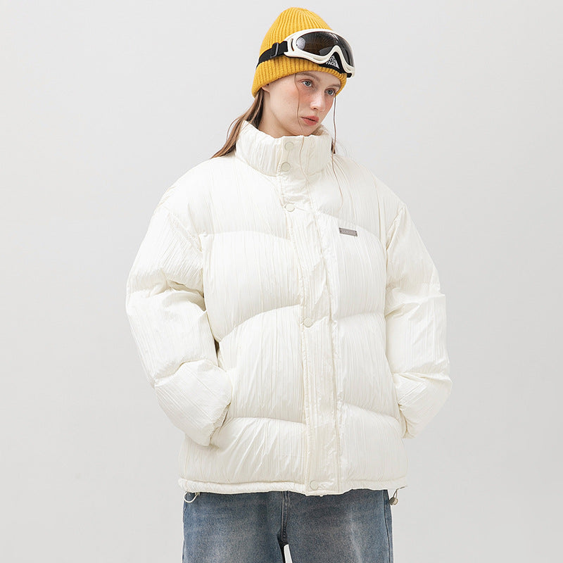 Thickened Cotton Padded Men's Plain Pleated Bread Jacket