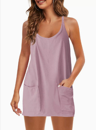Tops With Narrow Straps One-piece Shorts Jumpsuit Casual Suit