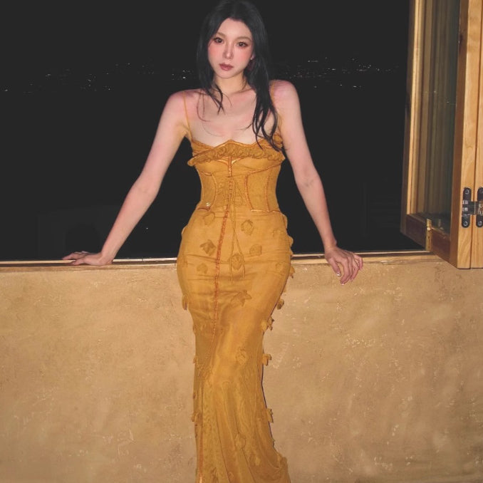 Strap Mesh Dress Sexy Waist-cinching And Slimming For Women