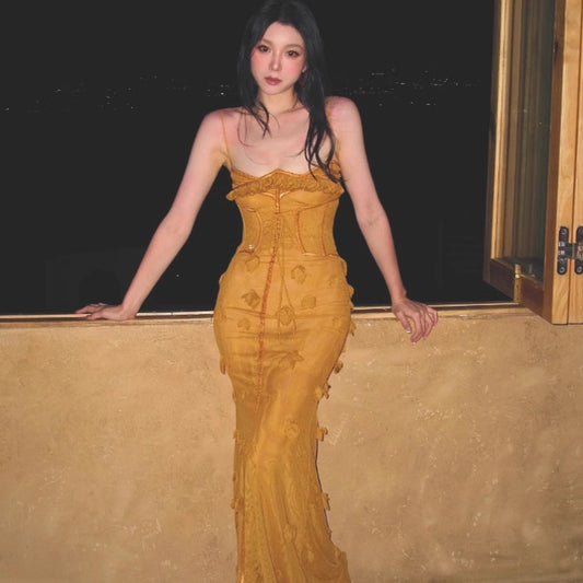 Strap Mesh Dress Sexy Waist-cinching And Slimming For Women