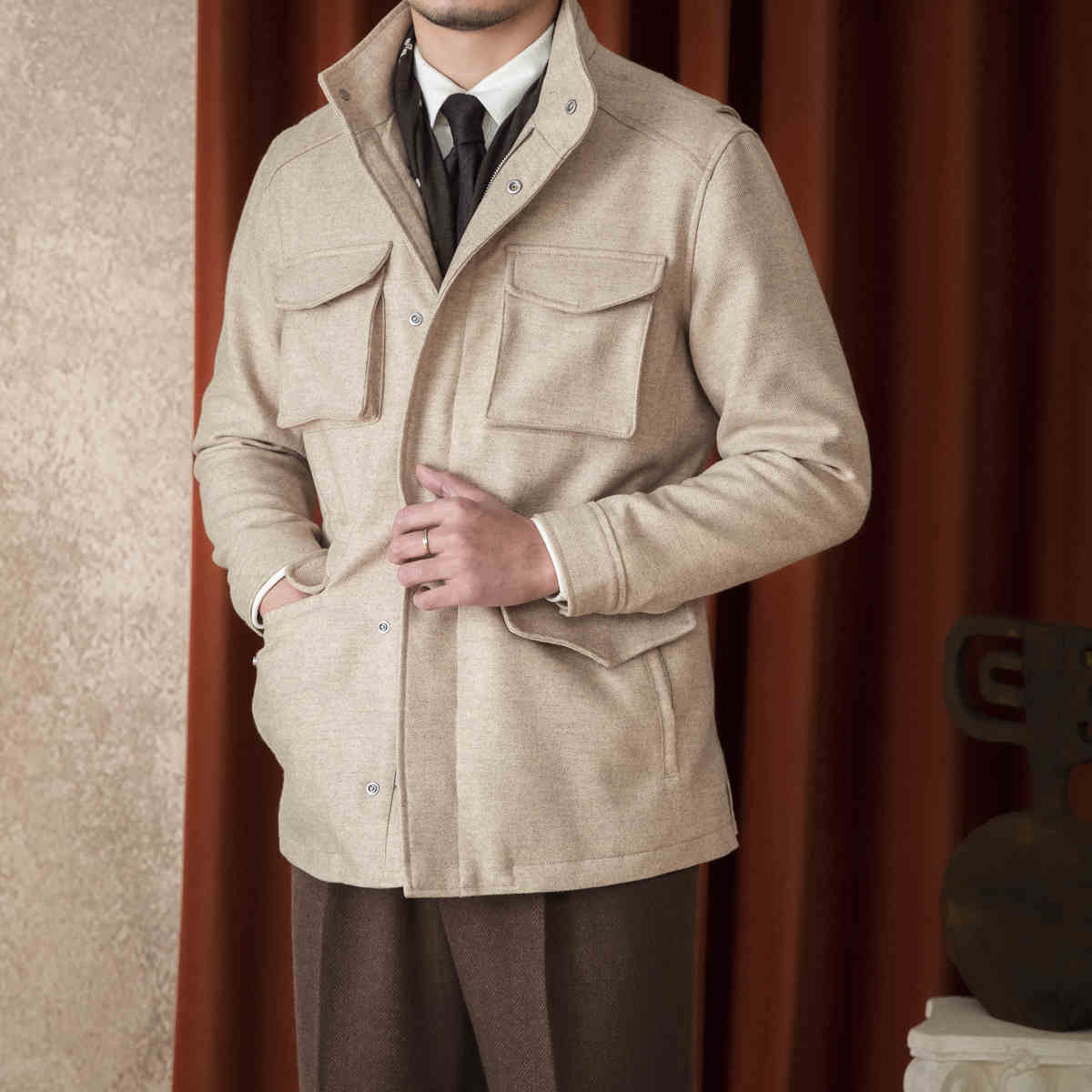 Wool Safari Jacket Jacket Casual Slim Jacket Men