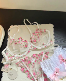 Lace Steel Bracket Transparent Mesh Sexy Lingerie Set