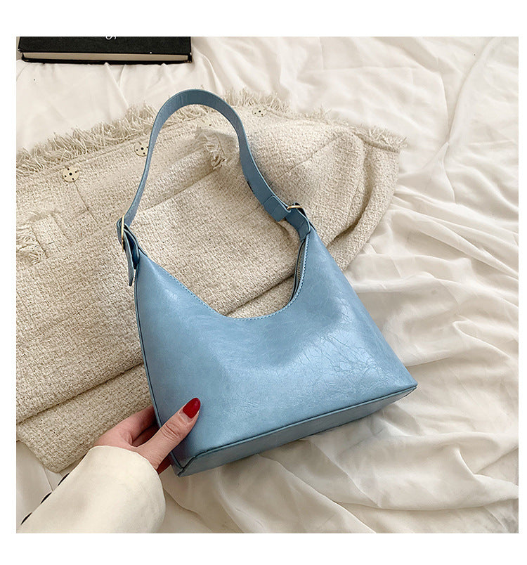 Fashion Women's Oil Wax PU Underarm Shoulder Bag