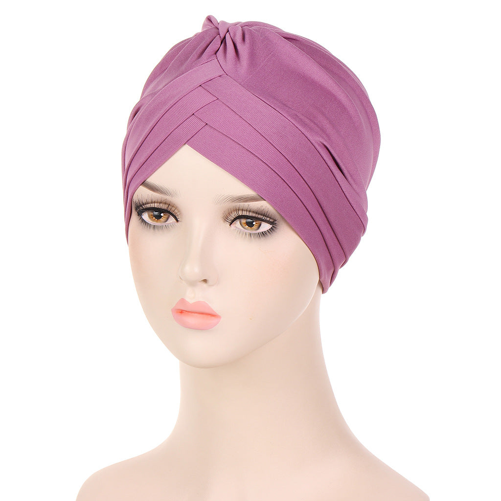 New Multi-color Crystal Hemp Three-layer Turban Hat