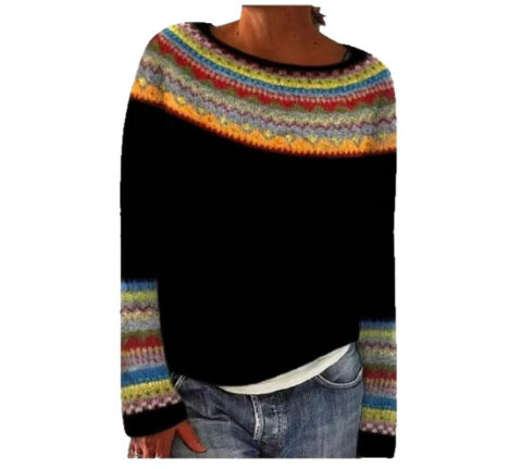 Women's Sweater Round Neck Multicolor Loose Fashion Pullover