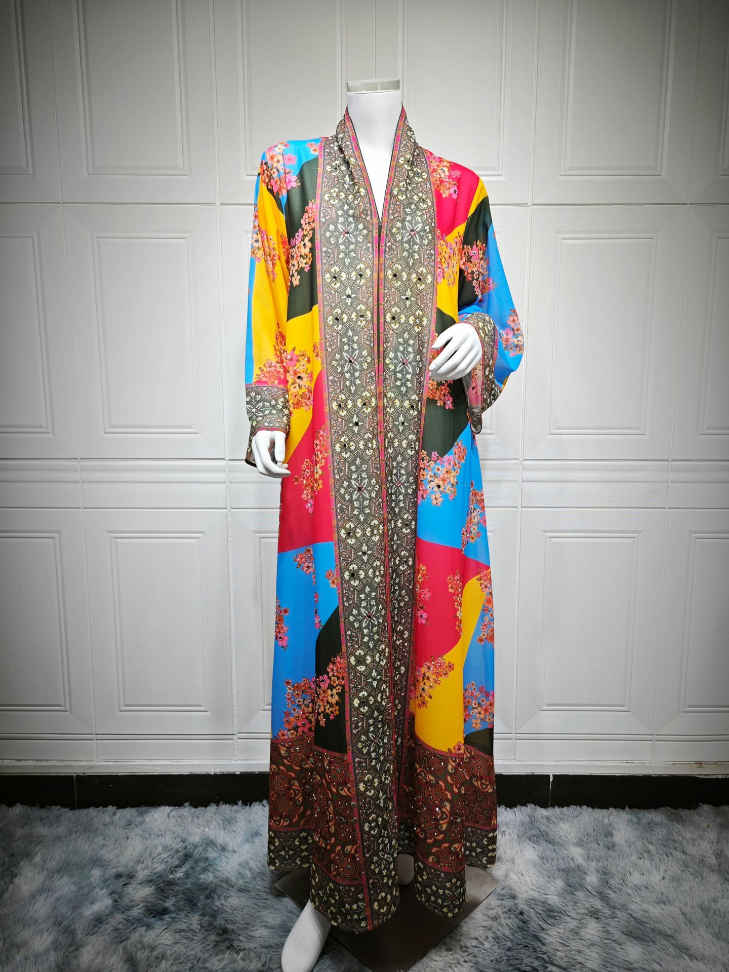Womens Fashion Printed Long-Sleeve Dress