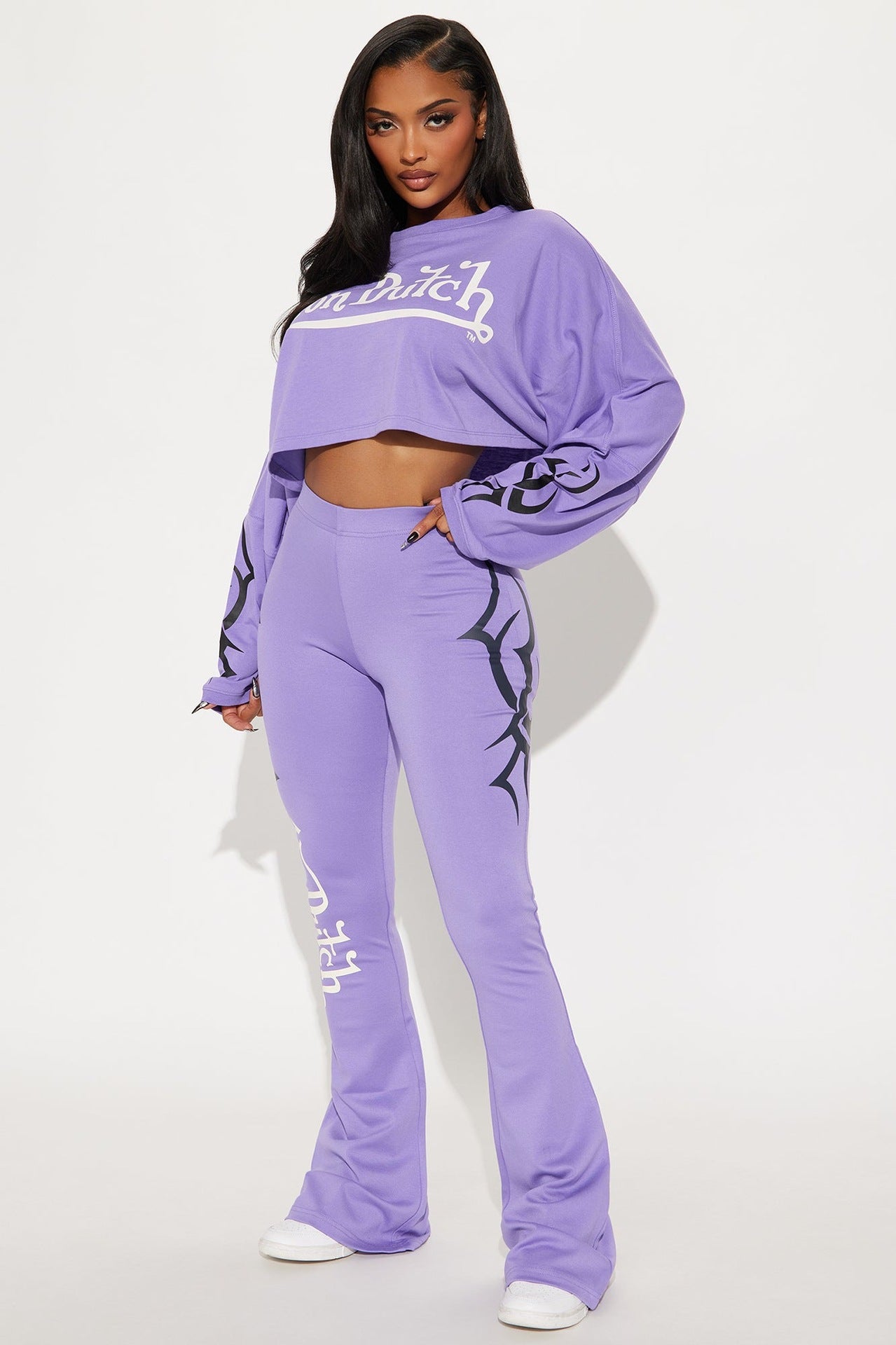 Womens Casual Solid-color Letter-print Cropped Top And Pants Set