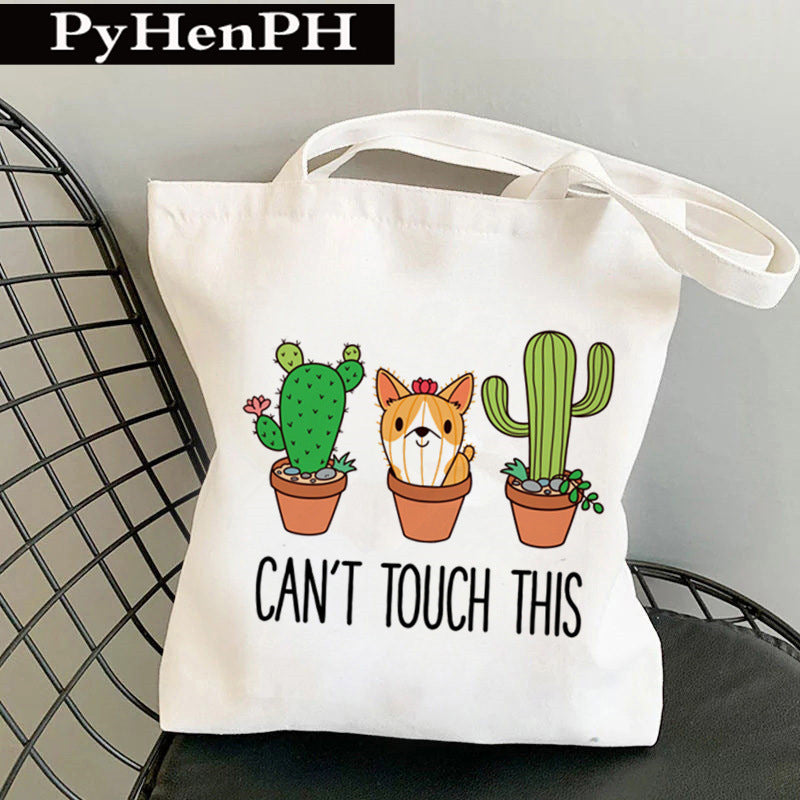 Canvas Tote Milk Tea Printing Shoulder Portable Canvas Bag