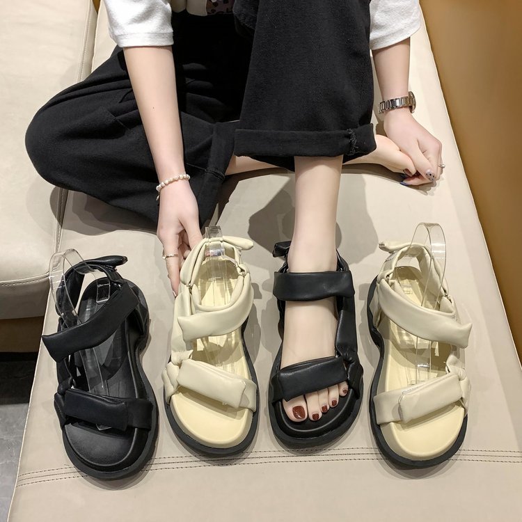Velcro Sponge Cake Platform Roman Shoes Women South Korea East