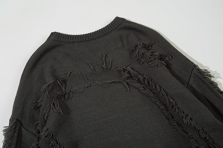 Heavy Industry Ripped Cat Beard Sweater Round Neck Sweater