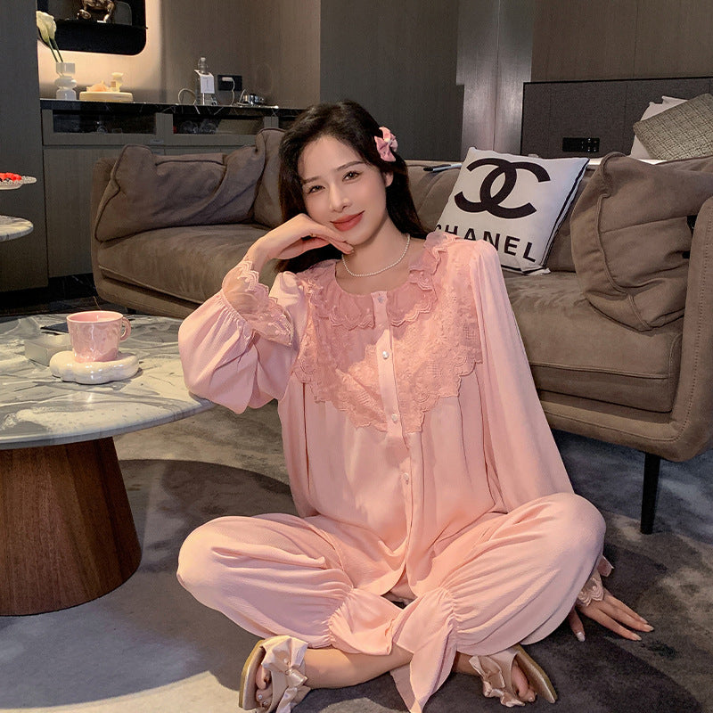 New Womens Long-sleeve Pajama Set For Spring And Winter
