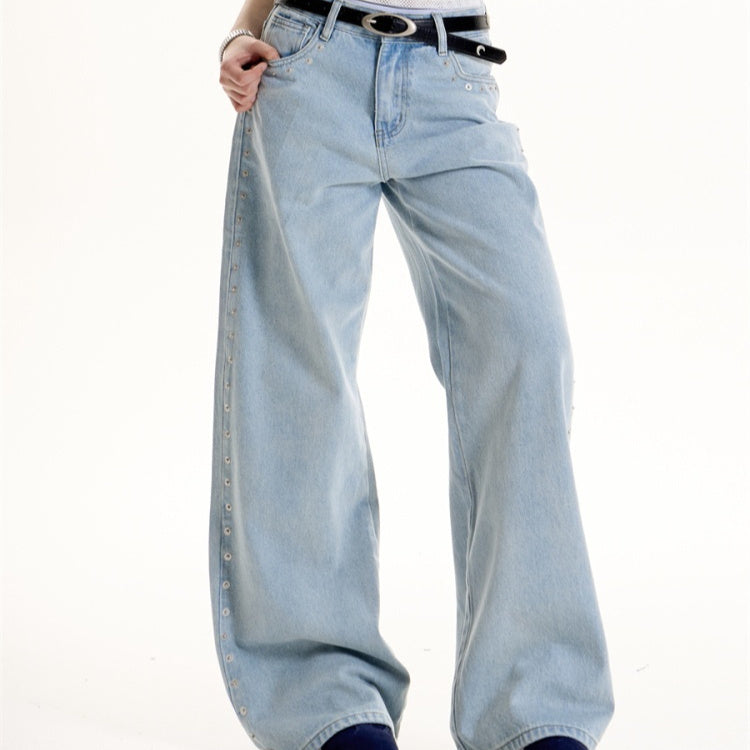 Hot Girl Style Rivet Design Sense Matchet Pants