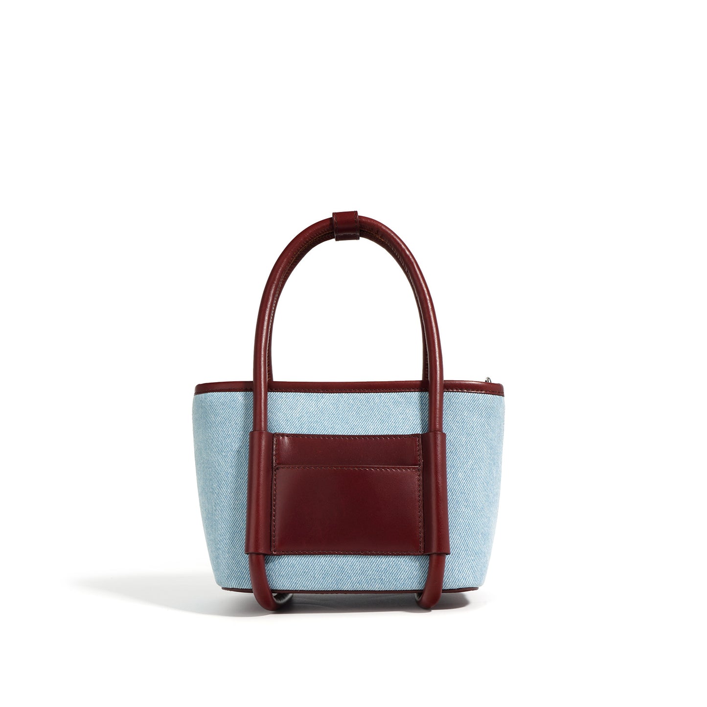 Toplag i okselæder med denimstof, grøntsagskurvetaske, niche, sammensat, enkelt skulder, crossbody