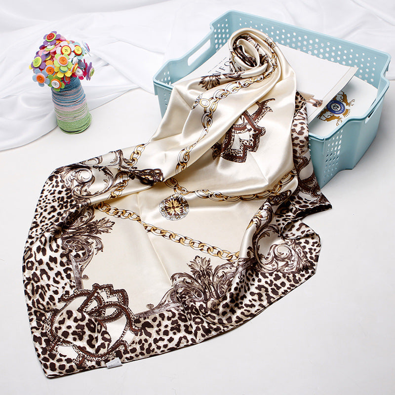 Small Square Towel European And American Printed Leopard Print Headscarf