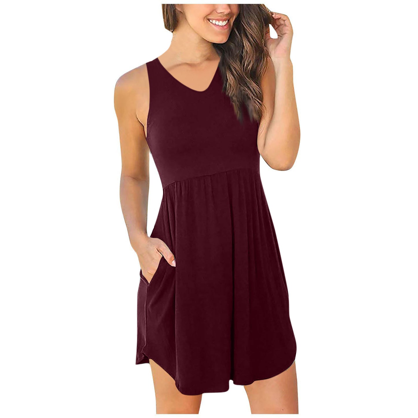V-neck Knitted High Waisted Vest Dress