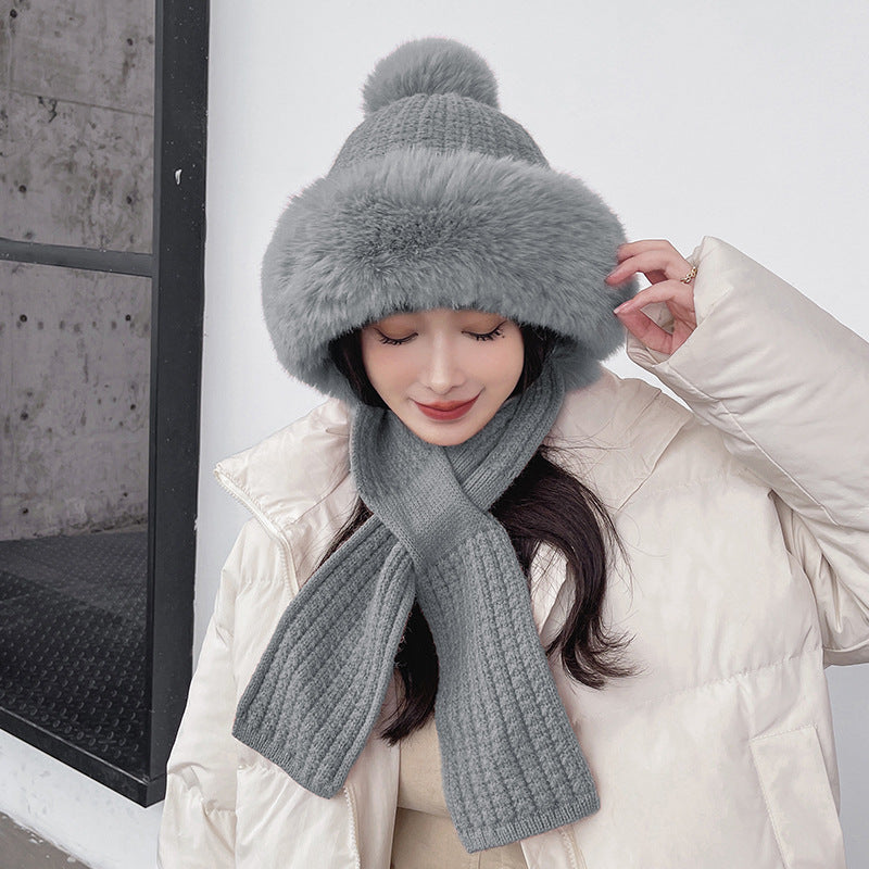 Knitted Women's Cute Plush One Piece Hat