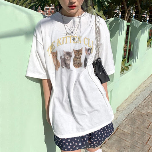 White Shoulder T-shirt Summer Men's And Women's Same Retro Casual Loose