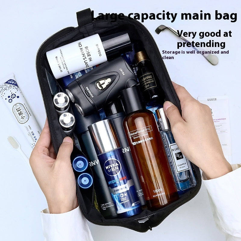 PU Men's Toiletry Bag British Style Good-looking Double Layer Large Capacity