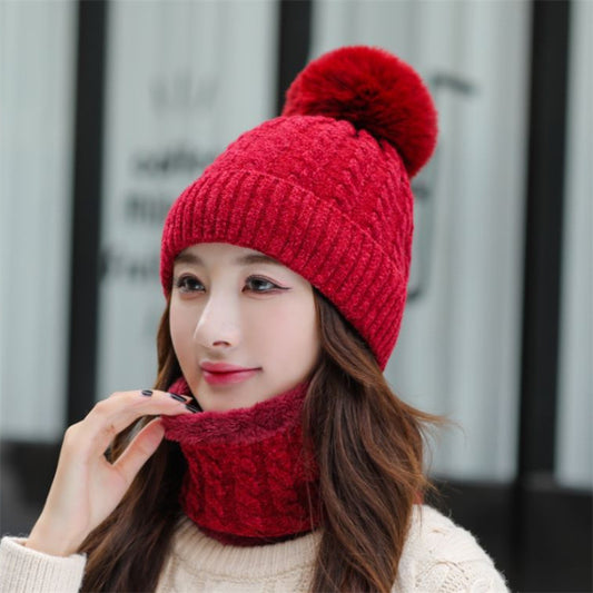Women's Fashion Warm Fleece Thickened Scarf Hooded Hat