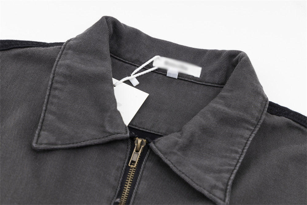 Men's Patchwork Contrast Color Lapels Denim Jacket