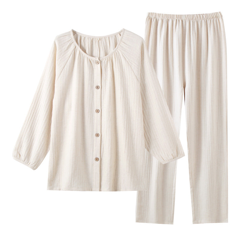 Womens Solid-Color Crew-Neck Loungewear Set With Long Sleeves And Long Pants