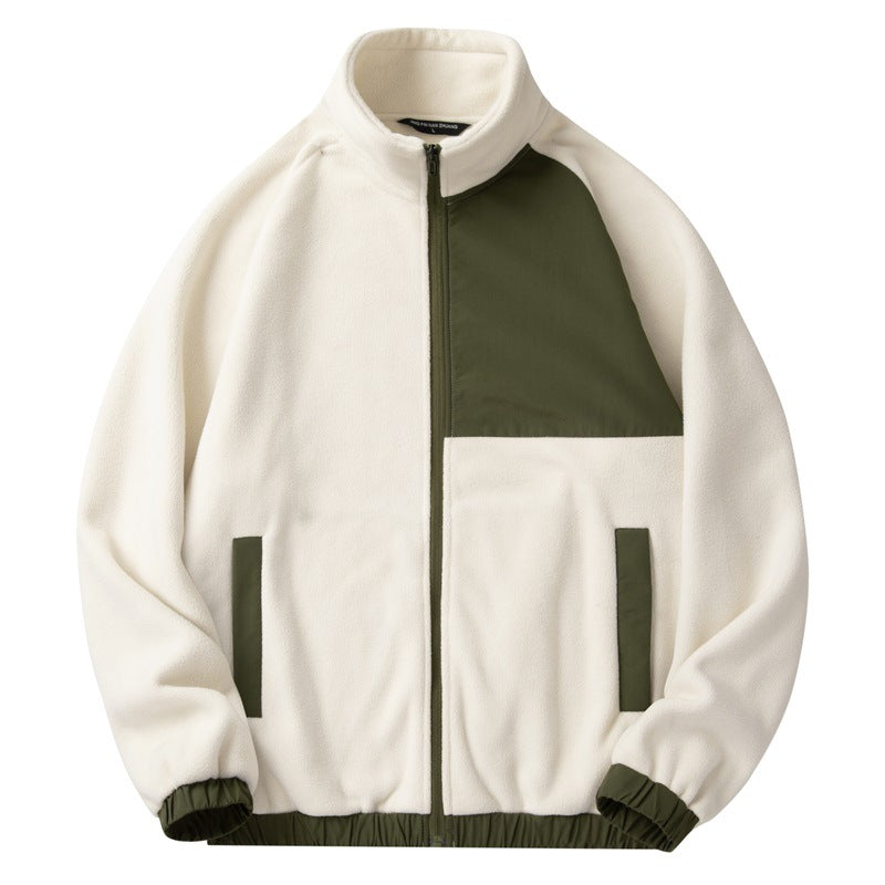 Fashion Brand Double-sided Fleece Jacket Men's Color Matching Warm
