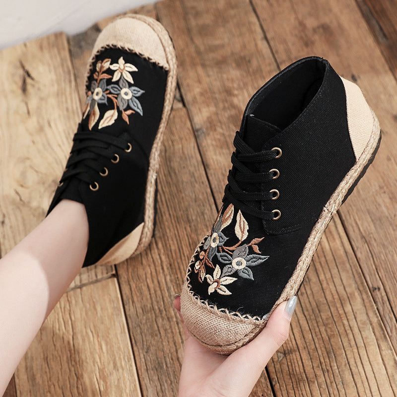 Women's Lace-Up Mid-Top Casual Short Boots