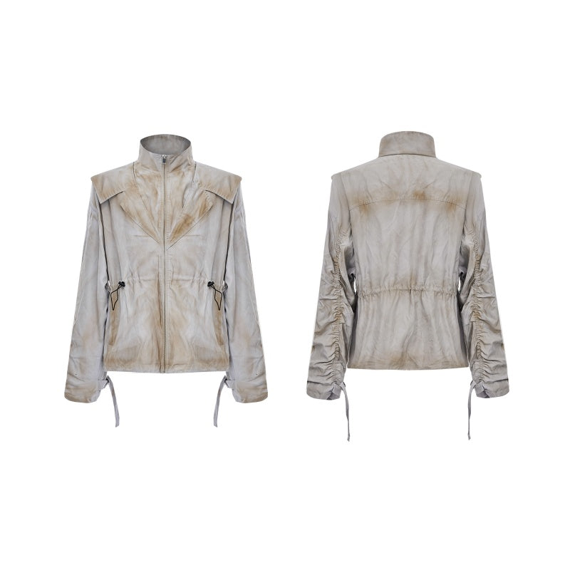 Distressed Inkjet Fake Two-piece Design Jacket Deconstructing Charge Jacket Suits Overalls