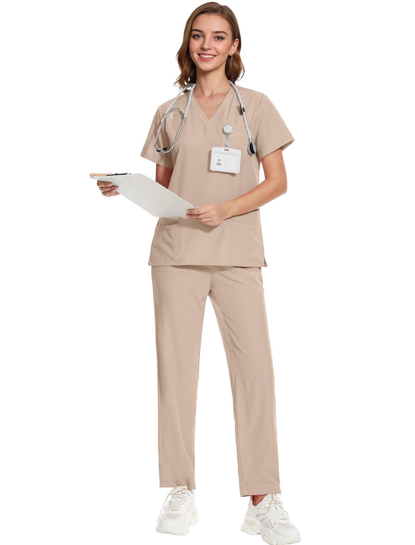 Surgical Gown V-Neck Short-Sleeve Hospital Nurse Uniform Workwear Set
