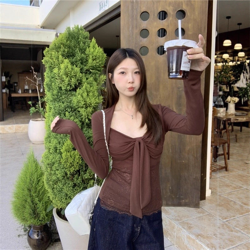 Women's New Lace Pure Desire Style Waist-Cinching Slimming Top