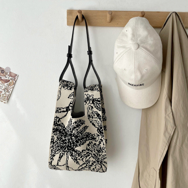 Korean Style All-match Knitted Tote Bag Retro