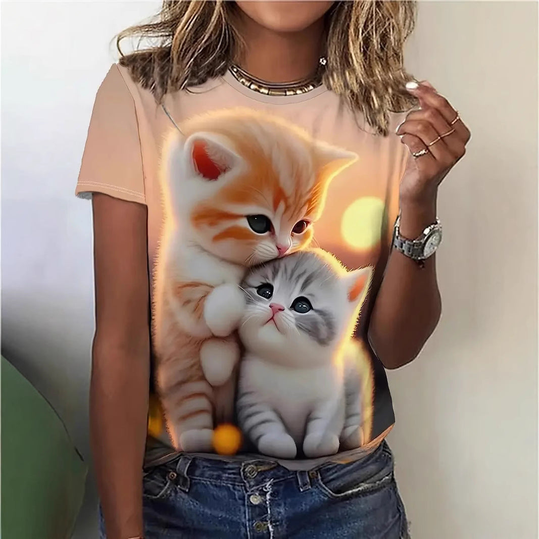Printed Round Neck Short Sleeve Top