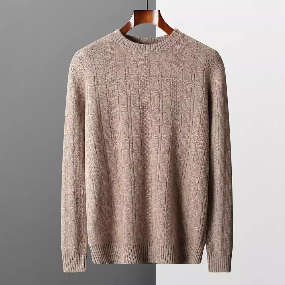 Rundhalset Kaschmirtrøje til Mænd Langærmet Pullover Klassisk