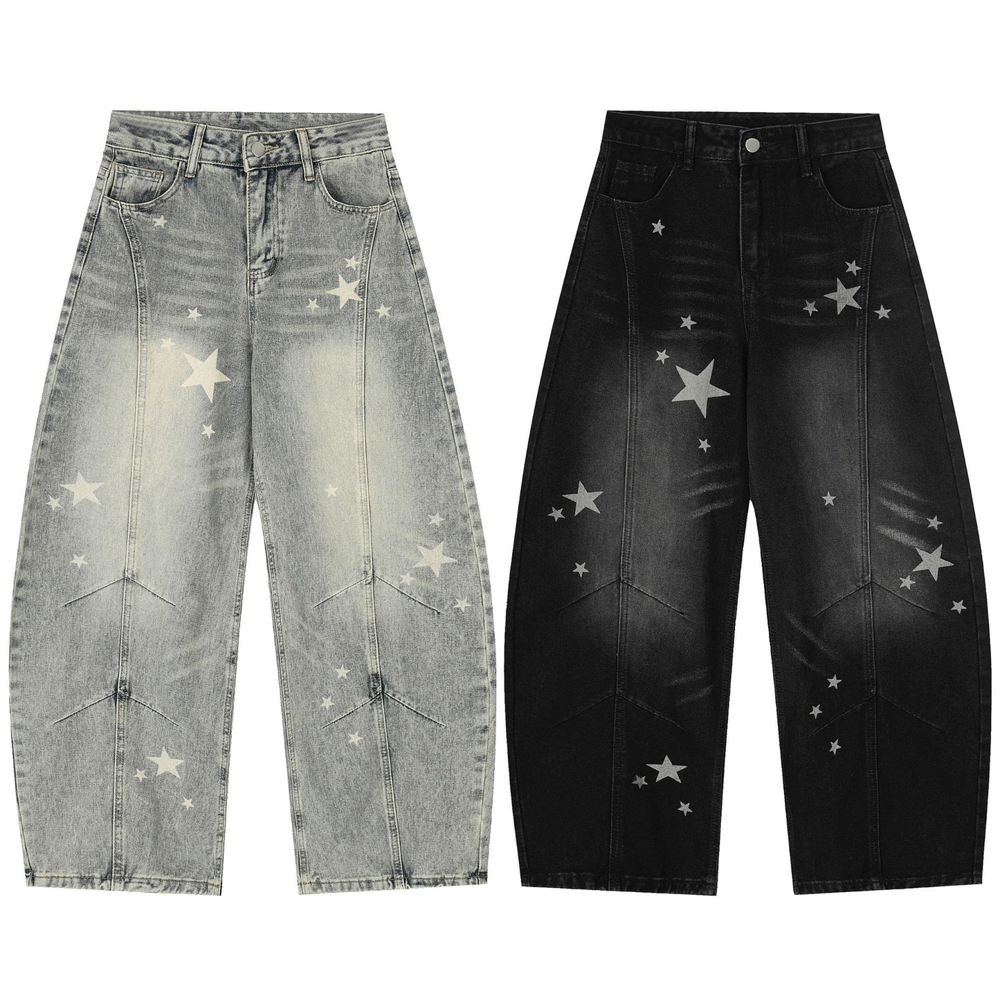 Distressed Scimitar Cotton Pants Jeans