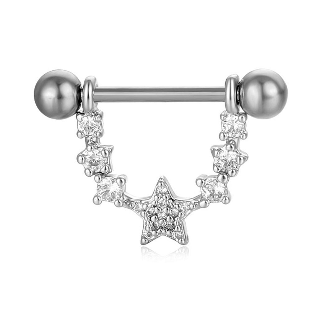Puncture Nipple Ornament Inlaid Zircon Ring Nails