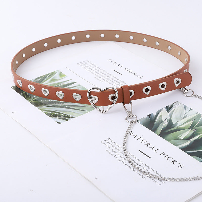 Punk Heart Eyelet Buckle Cutout Decoration Ladies Belt