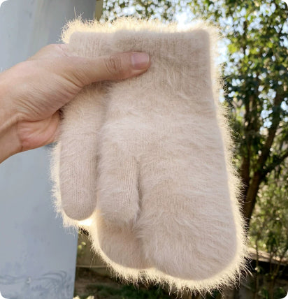 Rabbit fur warm gloves
