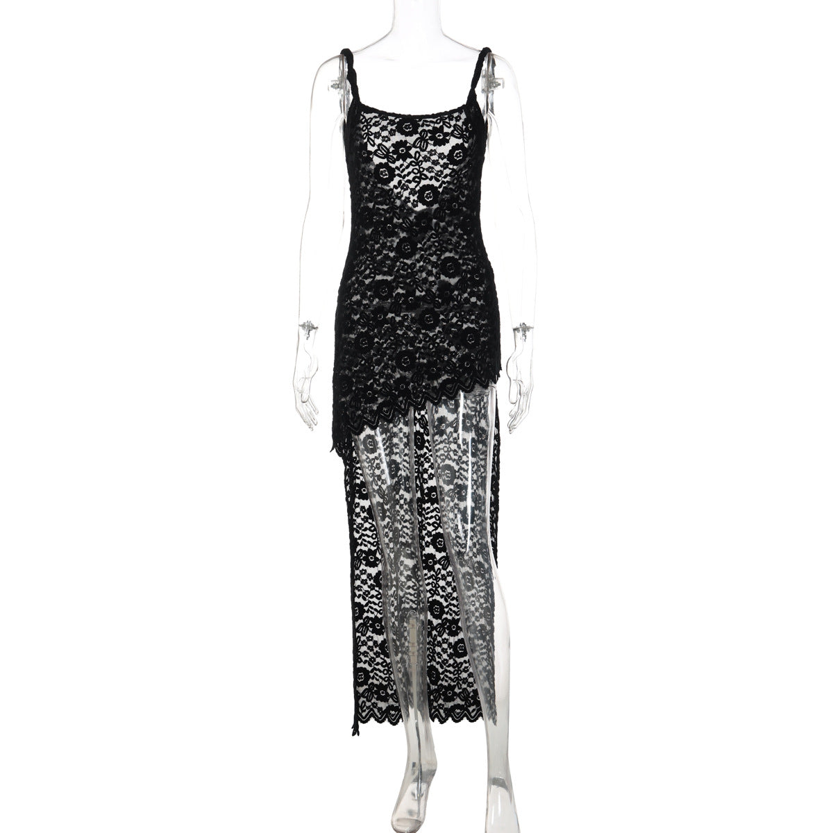 Sheer Lace Backless Skirt Dress