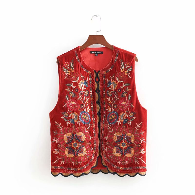 European And American Autumn And Winter Ethnic Embroidery Vest