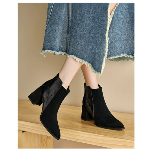 Womens Minimalist Versatile Short Boots With A Back Zipper In British Style