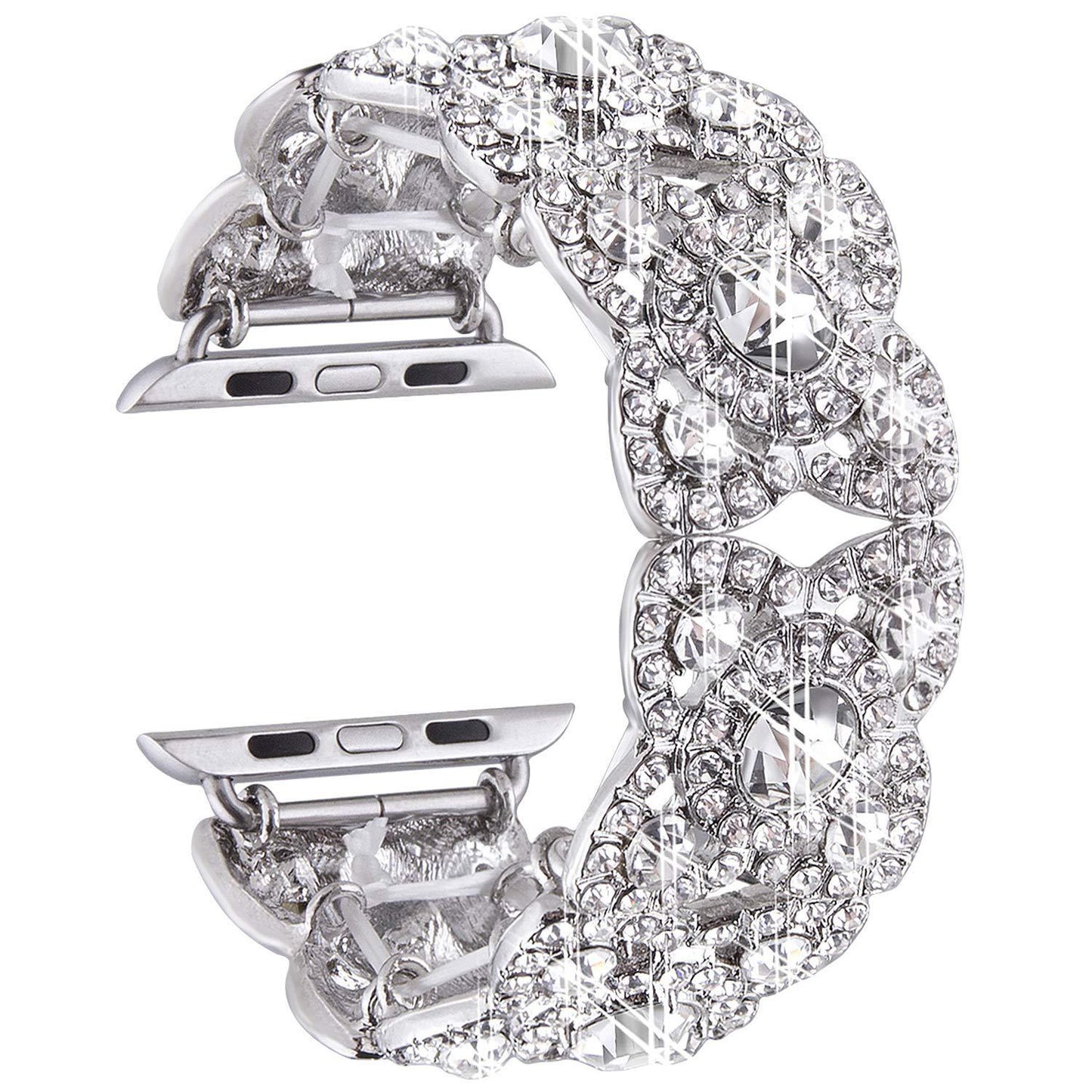 Series Four Petal Flower Metal Diamond Watch Band 8 7 6 SE 5 4 3