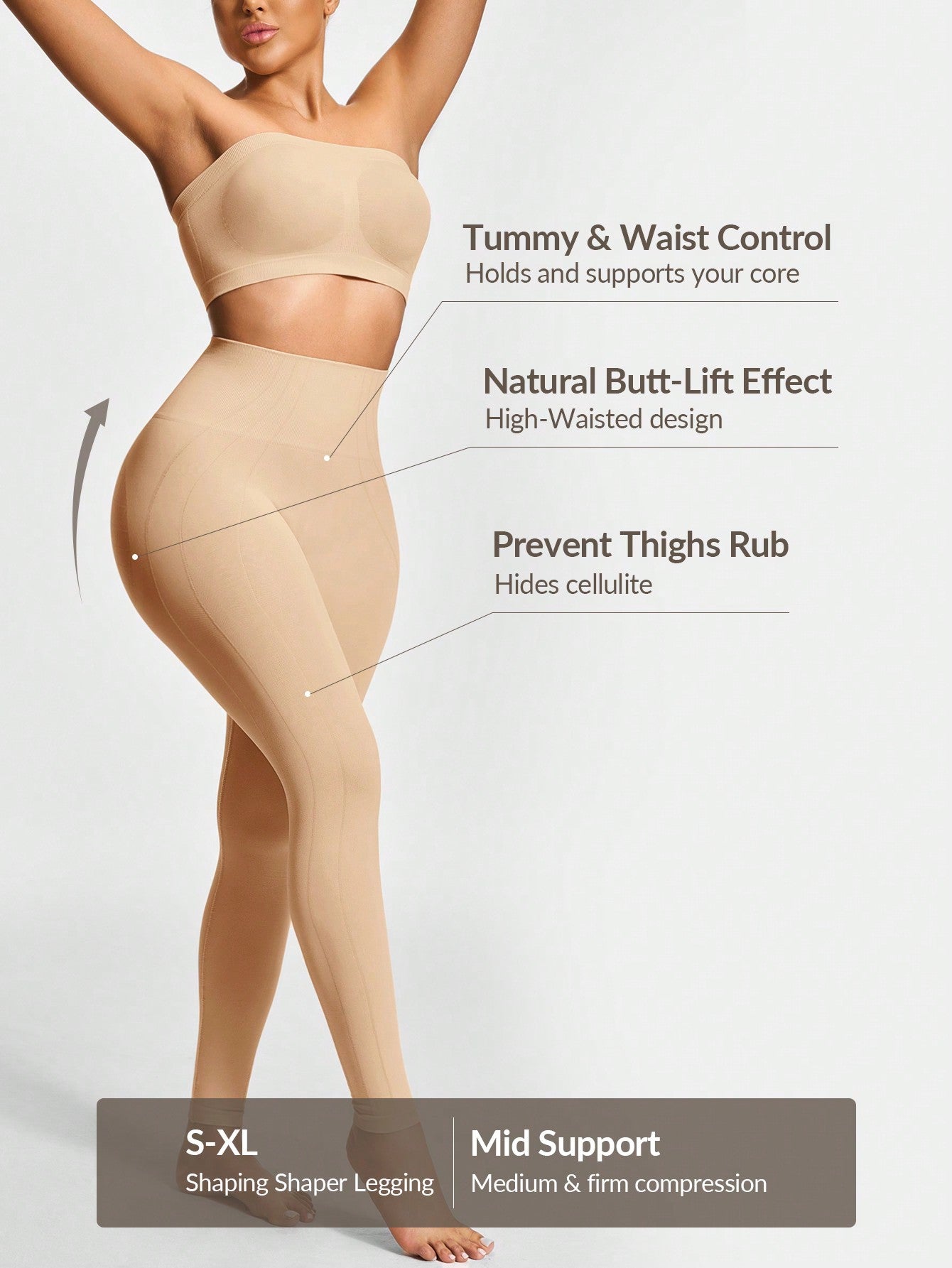 Women's Firm Control Full-Length Leggings - Butt-Lift & Tummy Thigh Contour