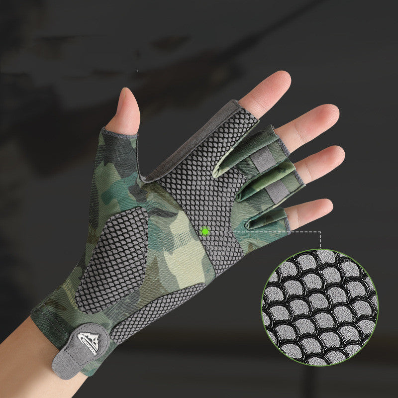 Ice Silk Sunscreen Palm Microfiber Non-slip Wear-resistant High Elastic Men's Gloves