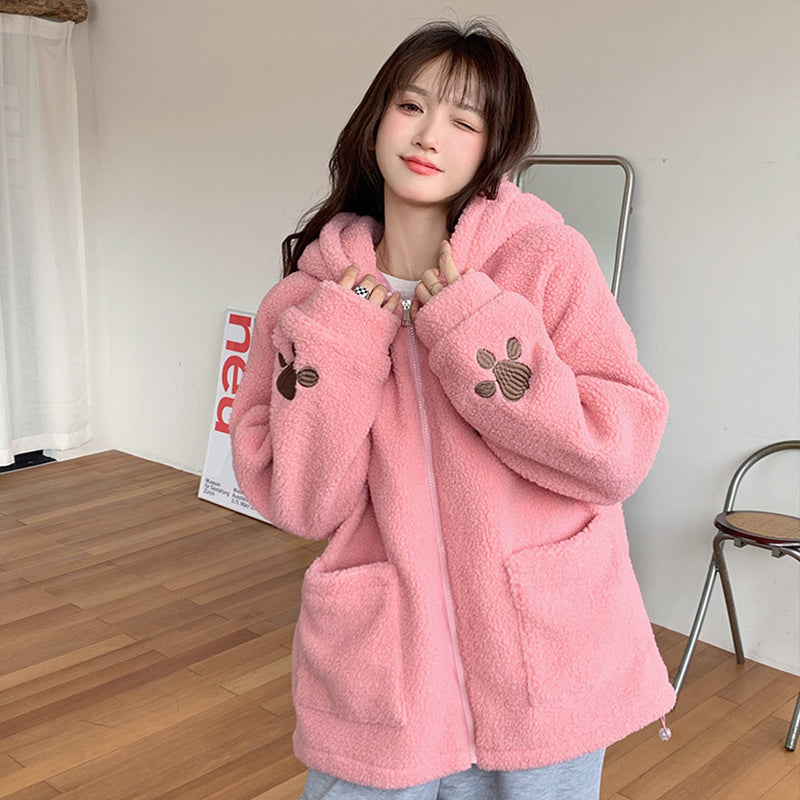 Chaqueta acolchada gruesa y holgada para estudiante con forro polar, linda  