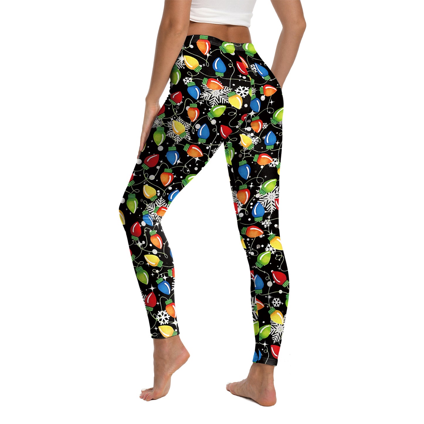 Juleprintede sports-yoga-elastik-leggings til kvinder