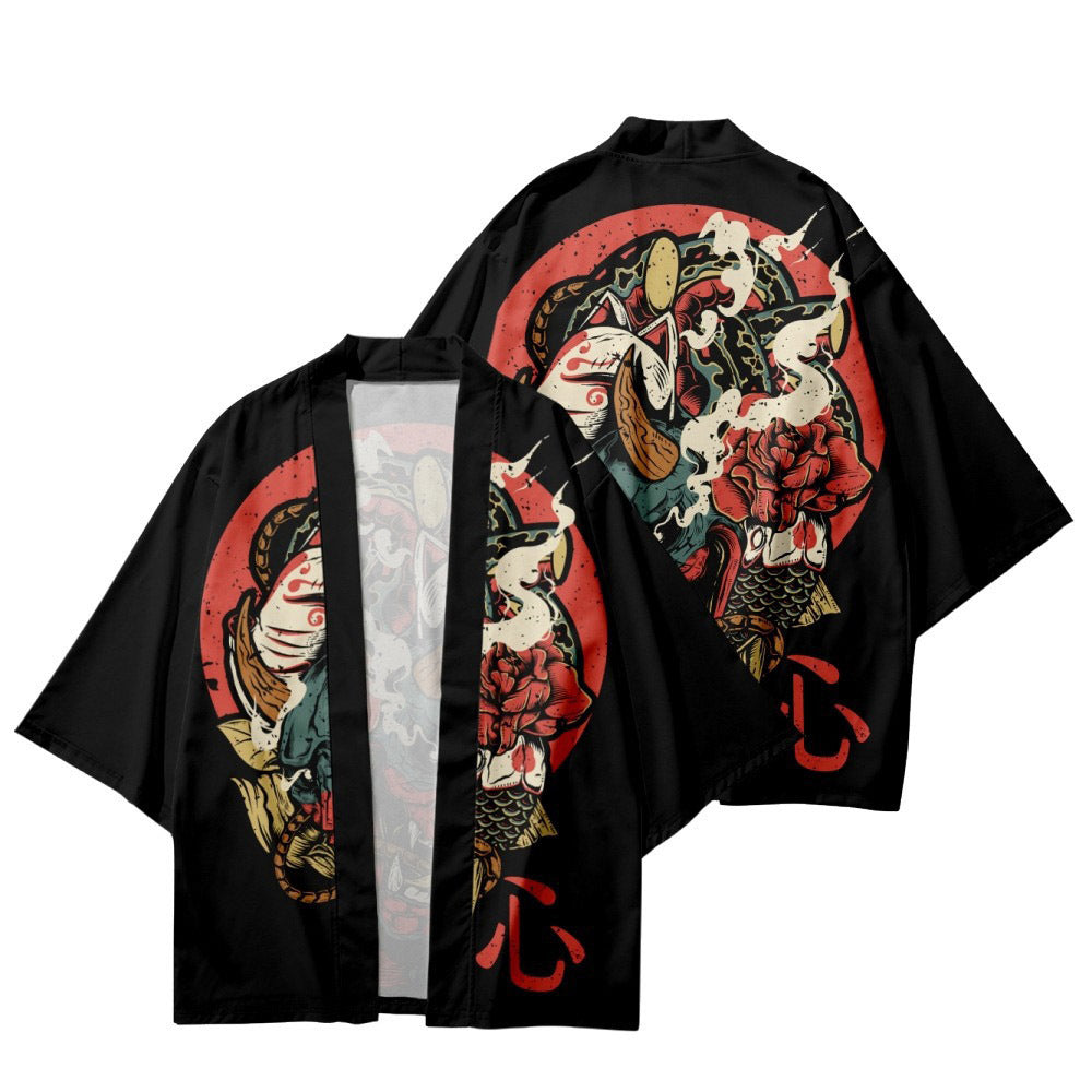 Cloak Kimono And Daoist Robe Cardigan With Three Quarter Length Sleeves