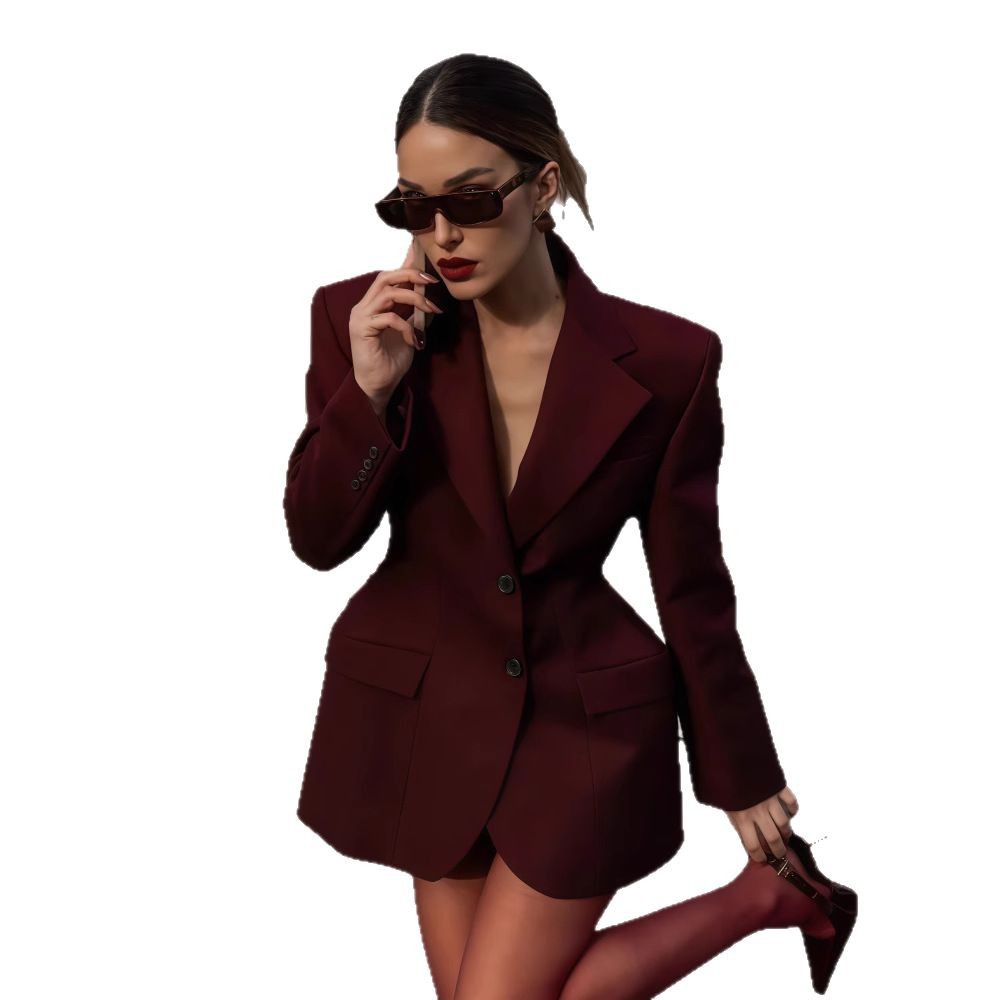 Womens High-end Blazer-style Cardigan With A Lapel Collar